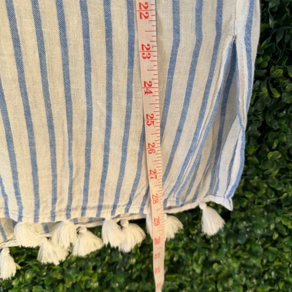 Rachel Zoe Blue and White Striped Tassel-Hem Tunic - Picture 8 of 9